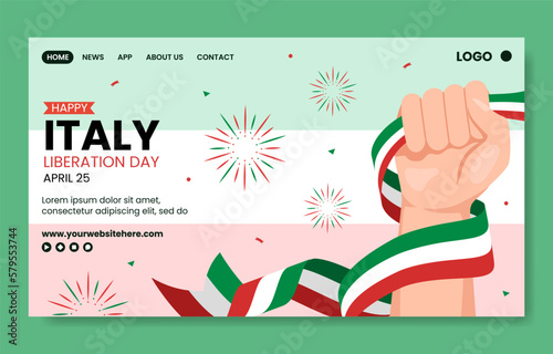 Italy Liberation Day Social Media Landing Page Hand Drawn Template Background Illustration