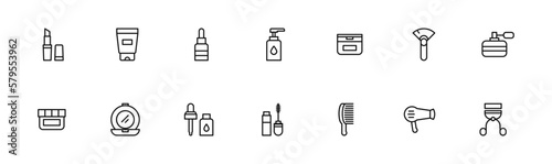 Makeup Tools and Cosmetics Icon Set