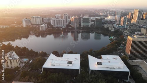 Aerial view of Lake Eola Park in downtown Orlando.