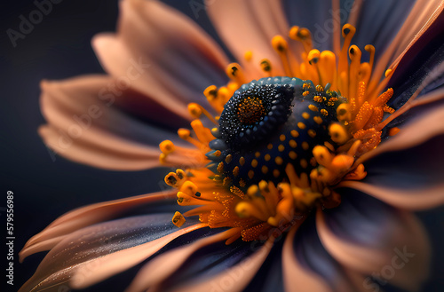 colorful chamomile with a beautiful heart close-up, macro photo of a flower with soft focus, generative ai