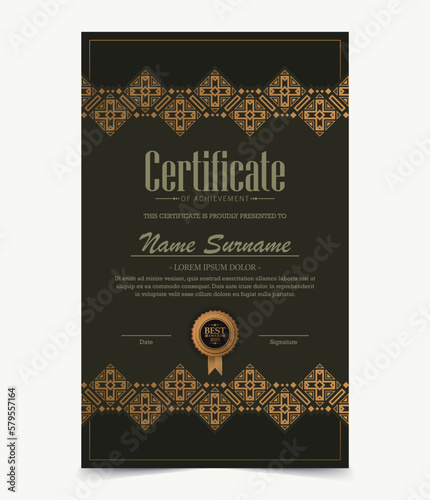 Luxury black and gold certificate with gold frame color