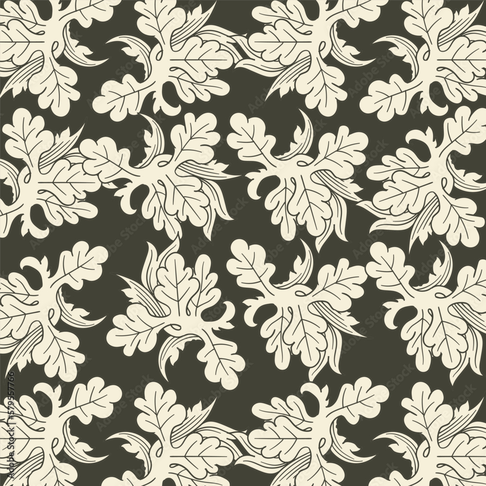 A seamless pattern with leaves and branches
