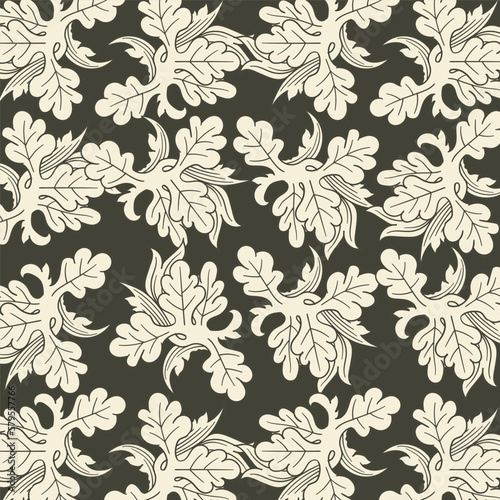 A seamless pattern with leaves and branches 