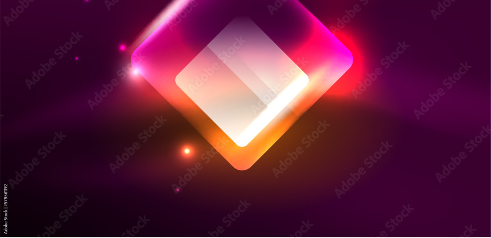 Obraz premium Neon glowing techno lines and arrows, hi-tech futuristic abstract background template