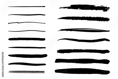 Vector set of hand drawn underline.