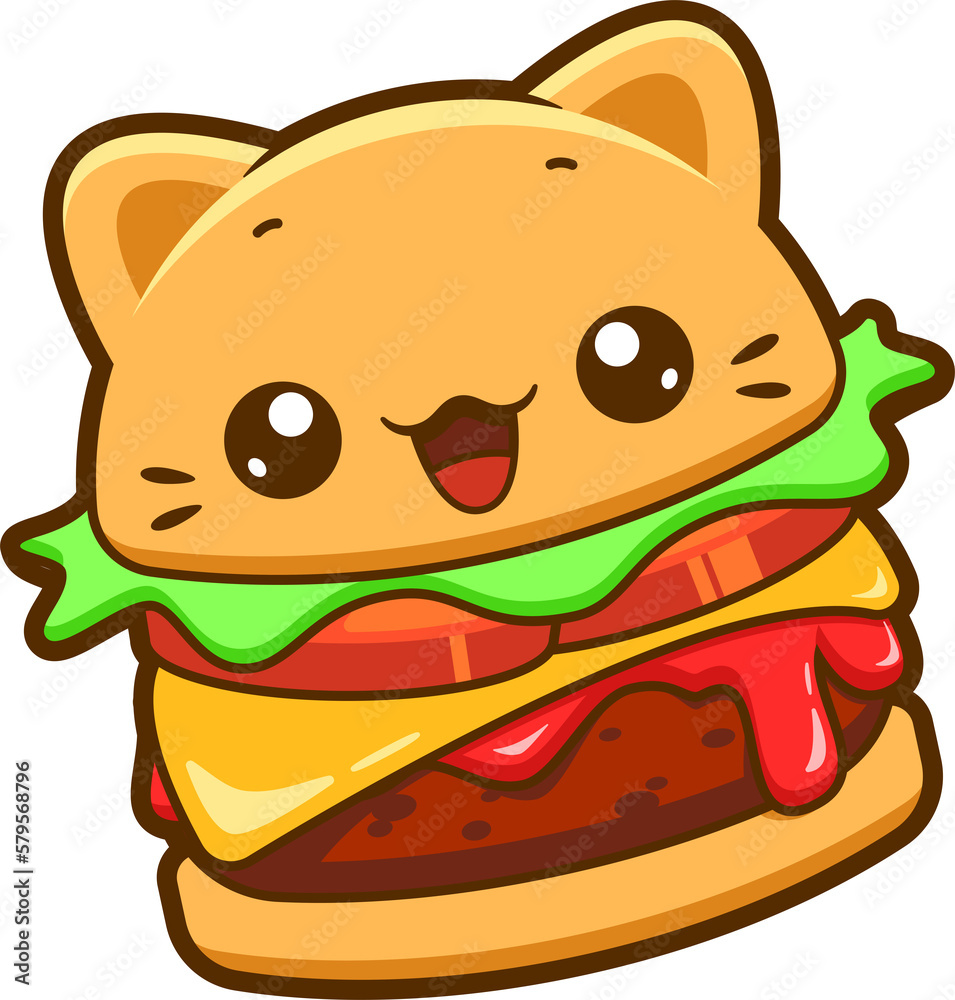 hamburguesa, hamburguesa kawaii, hamburguesa en forma de gato, cartoon burger, comida rápida hamburguesa, hamburguesa kawaii, hamburguesa en forma de gato, cartoon burger, comida rápida