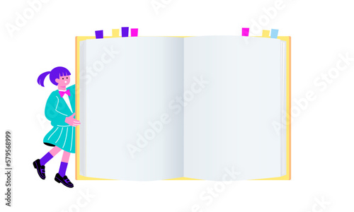 白紙のノートと女子高生のイラスト
