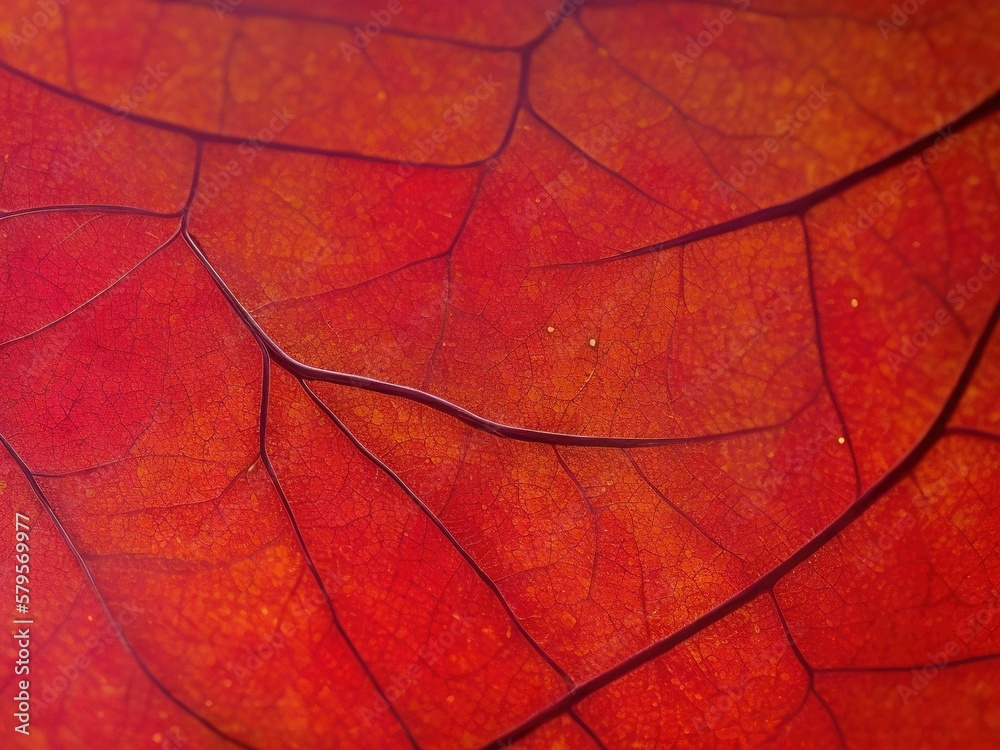 Fototapeta premium Close up of a red autumn tree leaf, Generative AI