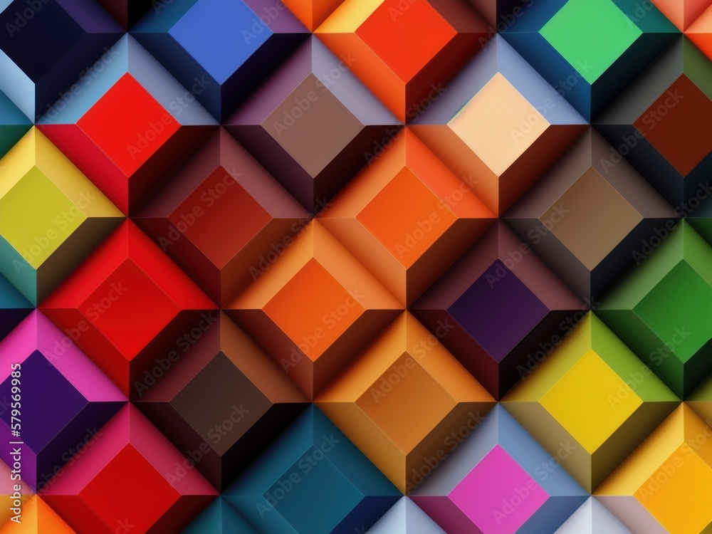 Obraz premium Colorful 3D cubes pattern, Generative AI