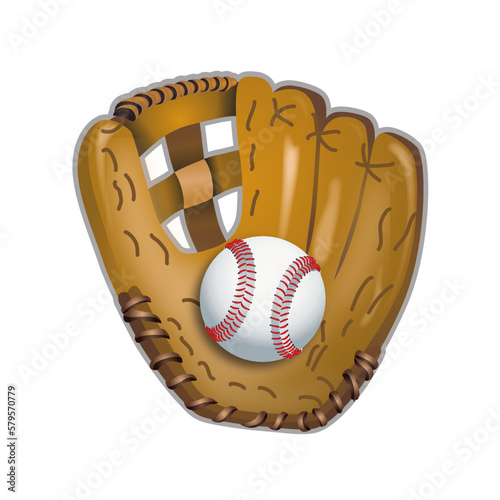 baseball glove with ball realistic vector illustration