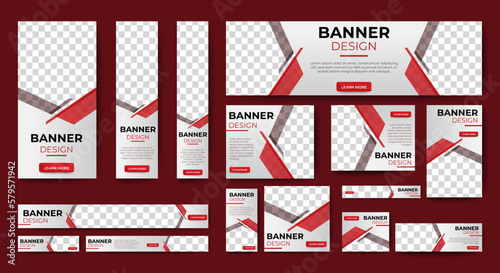 Web advertising banner template design. Modern web layout set with standard size. vector