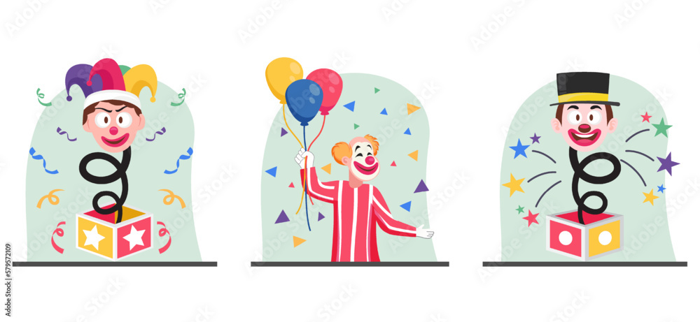 Fototapeta premium Flat Bundle April Fools Design Illustration