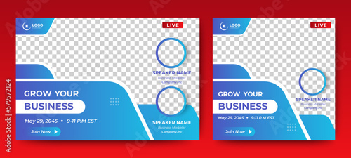 Business Conference live webinar banner invitation and social media post template. Business webinar invitation design. Vector