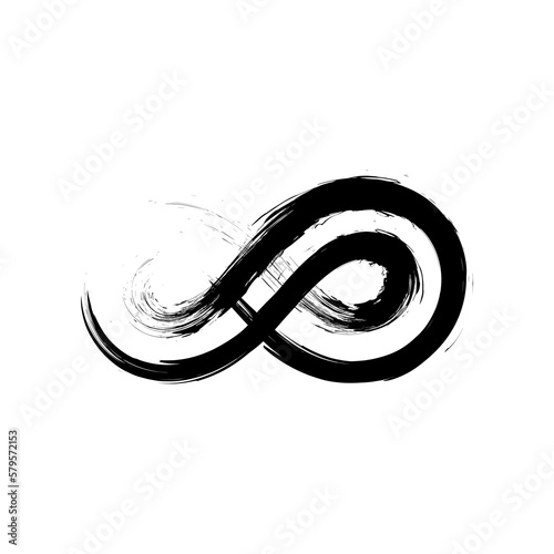 Infinity Black enso zen circle on white background. Vector illustration