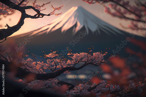 sunrise / set at Mt.Fuji, in perfect light, made with Generative AI © Vincent