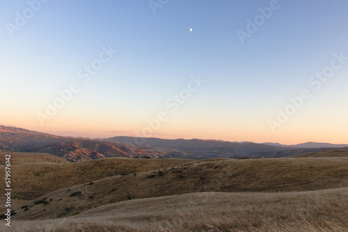 Moonrise above the Gabilan mountains in Salinas, CA