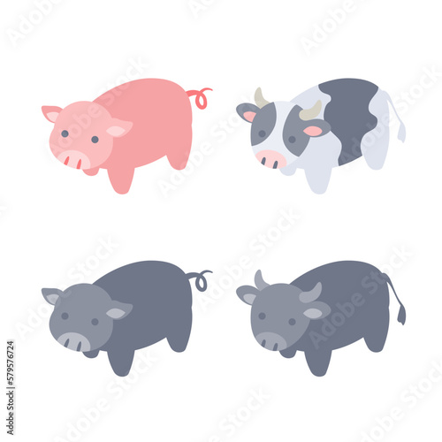 畜産業 家畜 イラスト セット