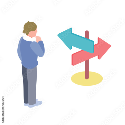道案内 ガイド 二手に分かれたイラスト