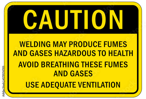 Hazardous fumes sign and labels welding may produce fumes and gases hazardous to health, avoid breathing these fumes and gases © middlenoodle