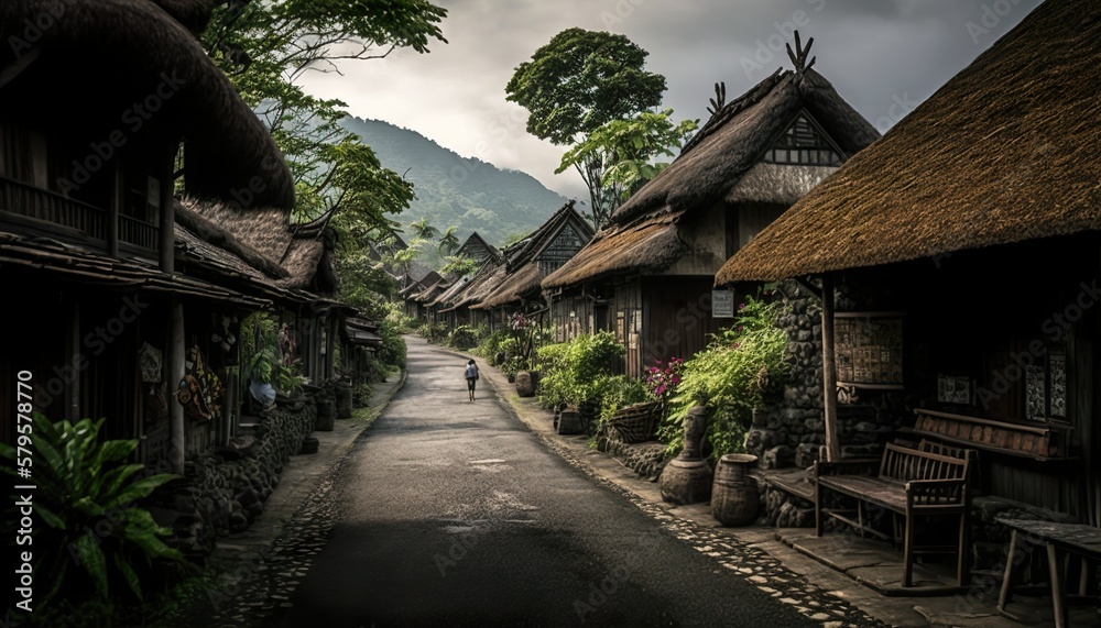 A picturesque village on the island of Bali Indonesia shot with a Fujifilm X Generative AI A picturesque village on the island of Bali Indonesia shot with a Fujifilm X Generative AI