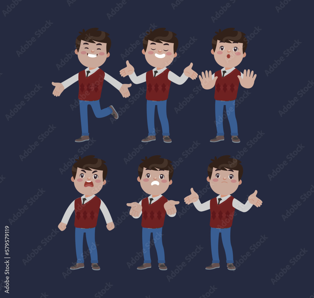 Office worker with different poses