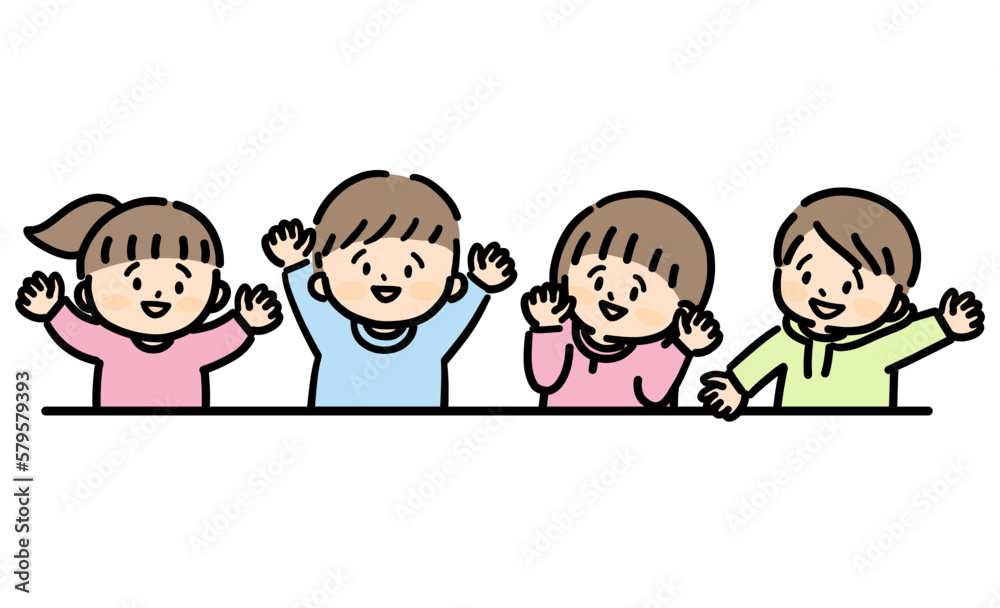 手を広げる楽しそうな子ども達 手を広げる楽しそうな子ども達