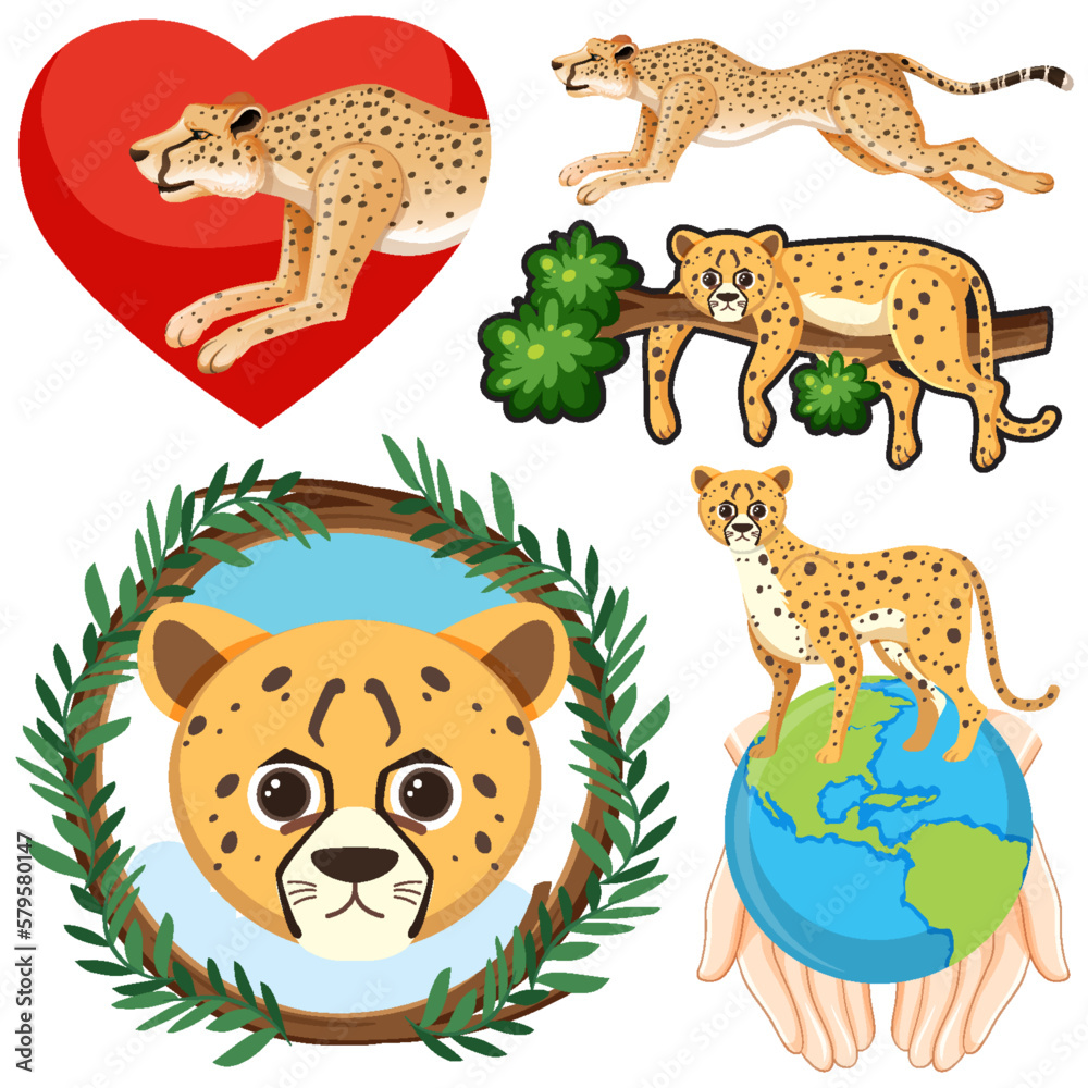 Naklejka premium Cheetah Icons Set for Graphic Design