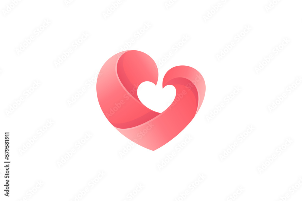 Red Heart Isolated on White Logo