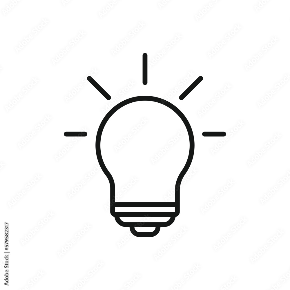 Editable Icon of Light Bulb, Vector illustration isolated on white background. using for Presentation, website or mobile app Editable Icon of Light Bulb, Vector illustration isolated on white background. using for Presentation, website or mobile app