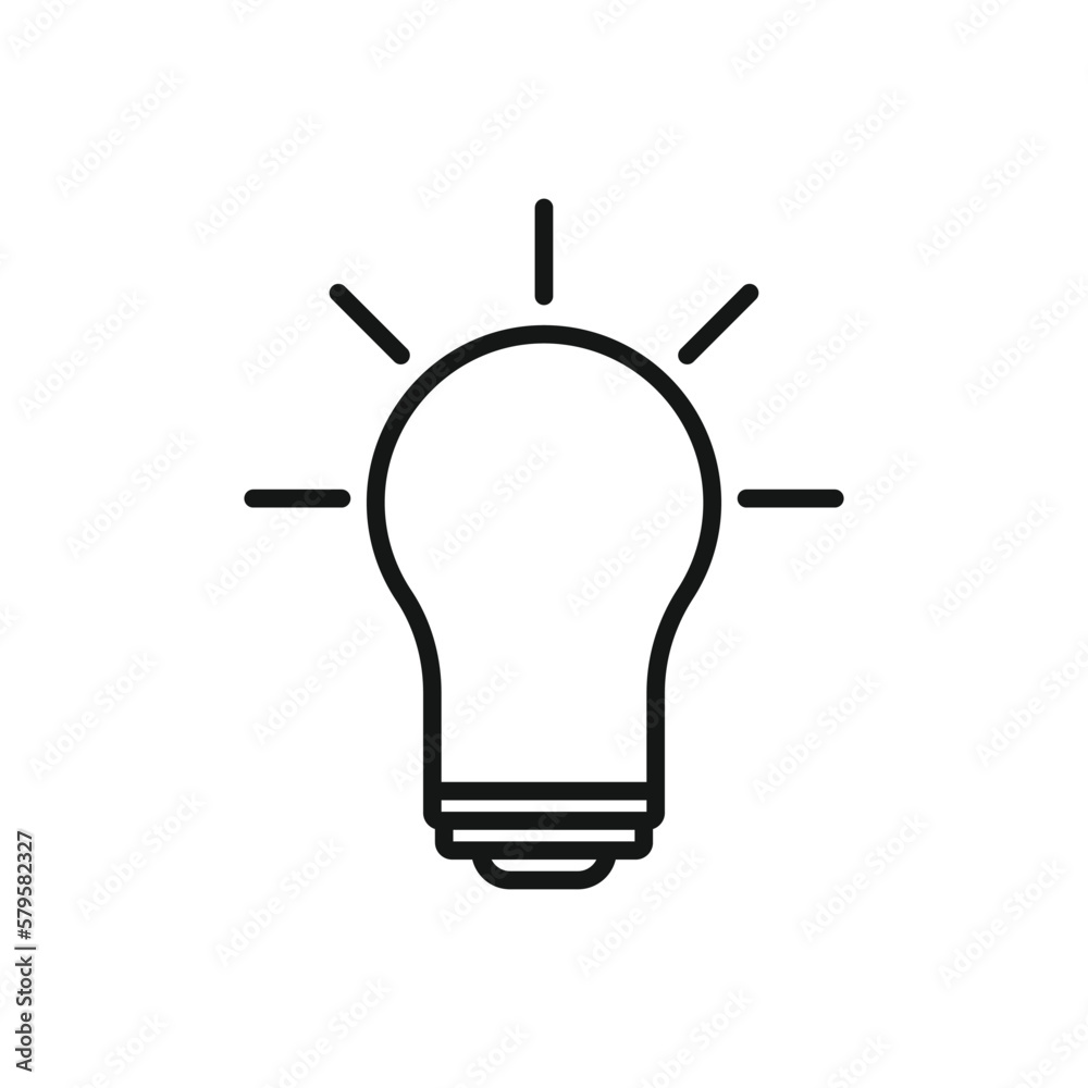 Editable Icon of Light Bulb, Vector illustration isolated on white background. using for Presentation, website or mobile app Editable Icon of Light Bulb, Vector illustration isolated on white background. using for Presentation, website or mobile app
