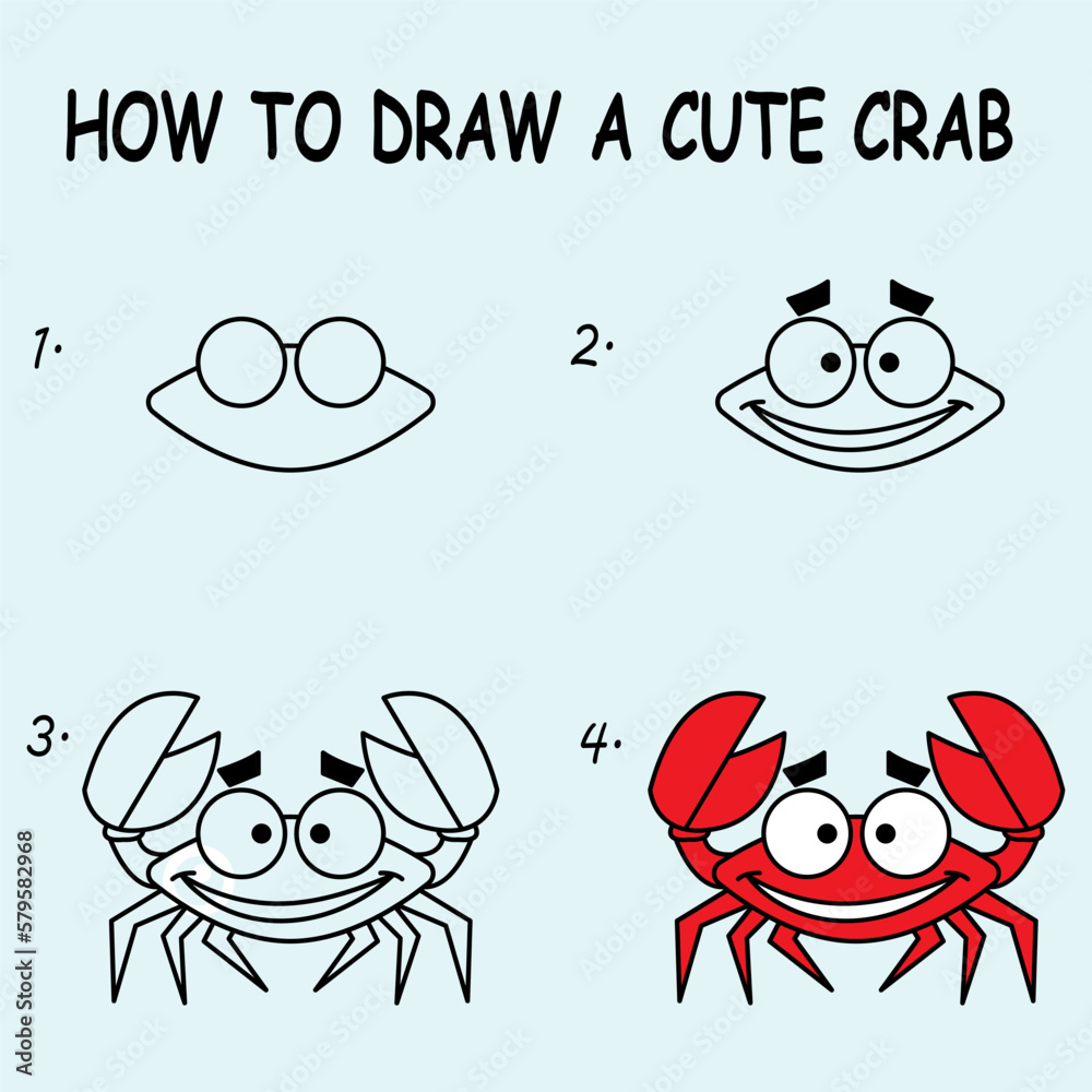 Step By Step To Draw A Crab Drawing Tutorial A Crab Drawing Lesson Step By Step To Draw A Crab Drawing Tutorial A Crab Drawing Lesson