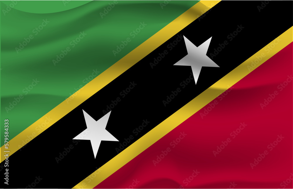 Flag saint kitts wave 3d ralistic flag Flag saint kitts wave 3d ralistic flag