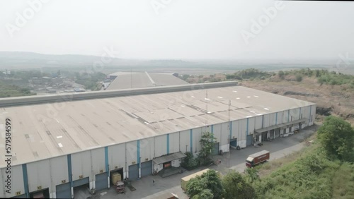 Aerial shot of a huge Warehouse in Mumbai India photo