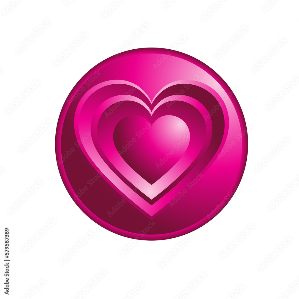 Realistic 3d design icon heart symbol love Realistic 3d design icon heart symbol love