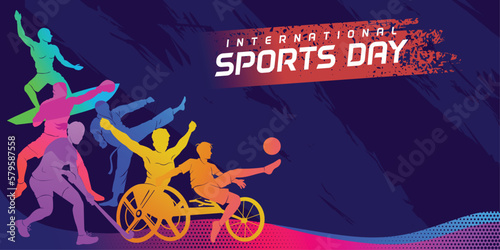 Sports Background Vector. International Sports Day Illustration. Graphic Design for the decoration of gift certificates, banners, and flyer