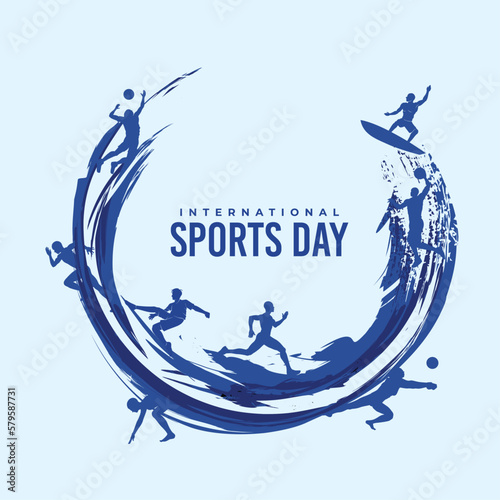 Sports Silhoette Illustration Vector. International Sports Day Illustration. Graphic Design for the decoration of gift certificates, banners, and flyer