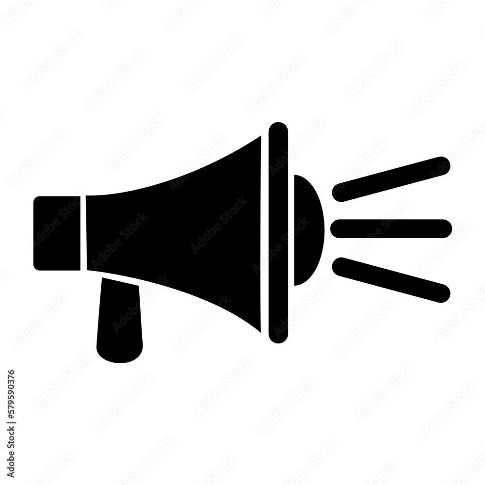 Megaphone music flat style icon shape symbol. Voice sound speech logo