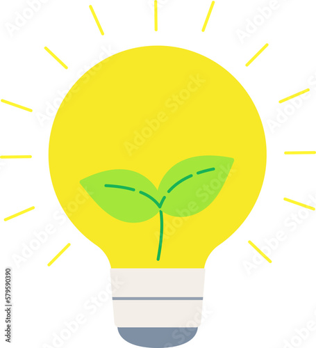 Plant Bulb Idea Green Environment Ecology Technology Enviroment Flat Icon Illustration