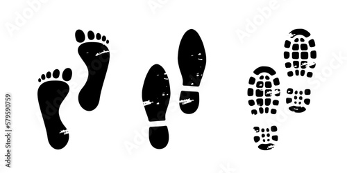  vector footprints of mountain shoes office shoes