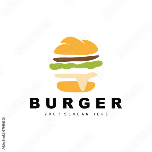 Burger Logo  Fast Food Design  Bread And Vegetables Vector  Fast Food Restaurant Brand Icon Illustration