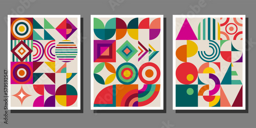 vector collection of abstract Bauhaus geometric pattern backgrounds
