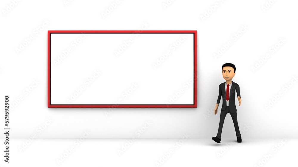 businessman assistant present whiteboard. 3d rendering businessman assistant present whiteboard. 3d rendering