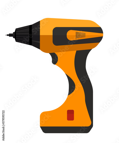Electric screwdriver in flat design stock illustration