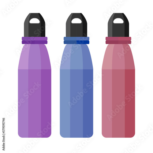 sports water bottles flat clipart vector illustration 