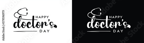 World, international or national happy Doctor's Day flat vector logo design, Stethoscope with love doctors day letter logo 