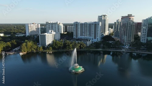 Aerial view of Lake Eola Park in downtown Orlando. photo