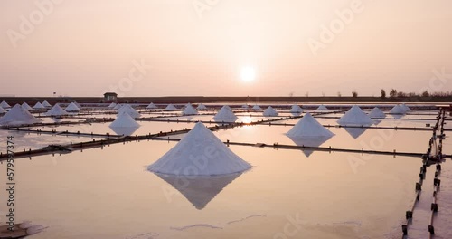 Jingzaijiao Tile paved Salt Fields in Tainan of Taiwan photo