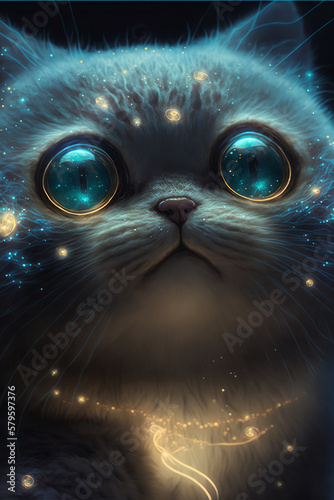 Luminescent Kitten Closeup Generative AI photo