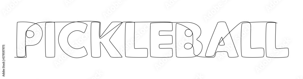 One continuous line of Pickleball word. Thin Line Illustration vector concept. Contour Drawing Creative ideas. One continuous line of Pickleball word. Thin Line Illustration vector concept. Contour Drawing Creative ideas.