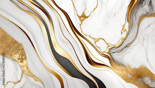 White and Gold Marble Background